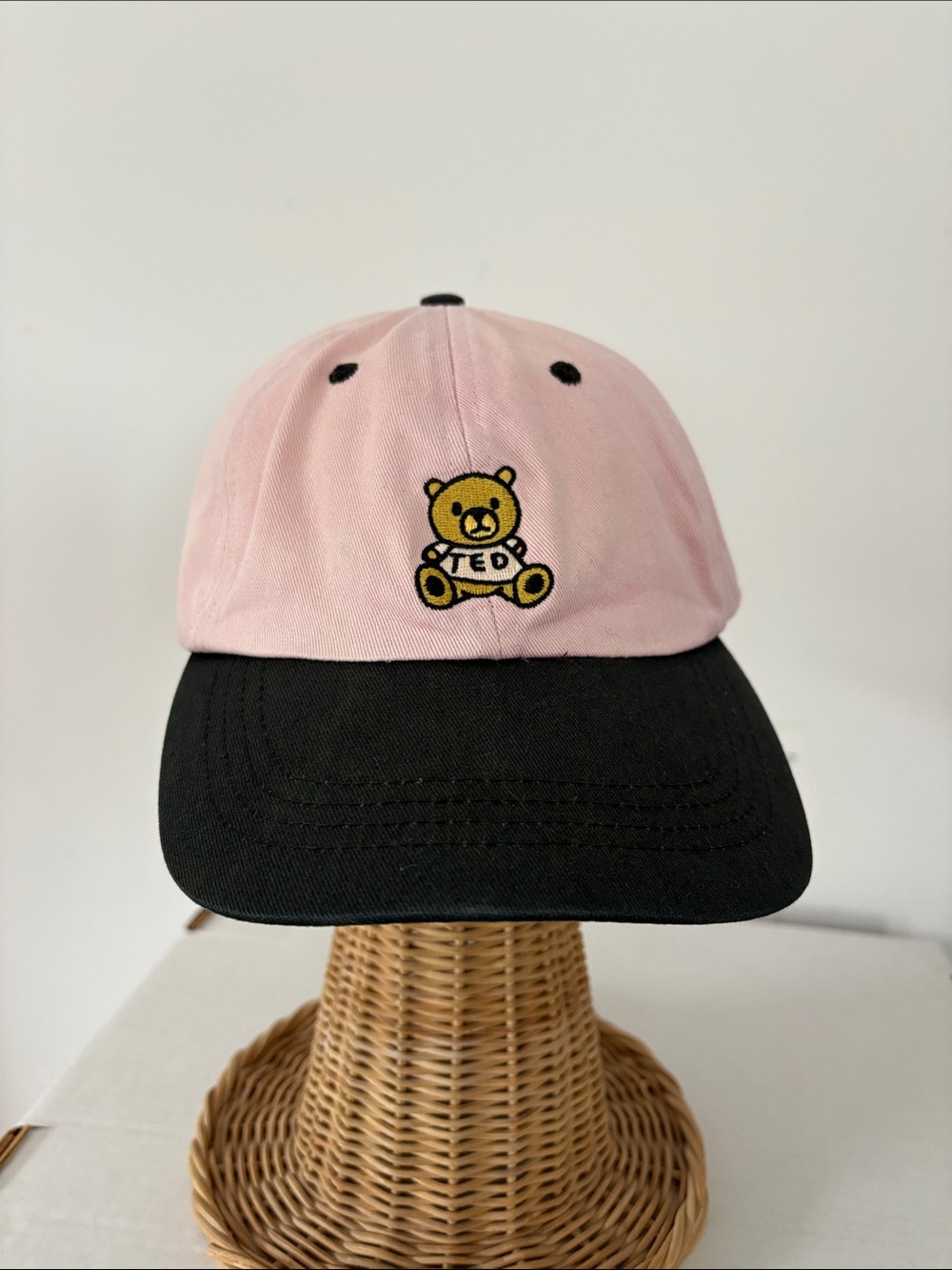 Teddy Fresh Baseball Cap Hat Pink Black Bear Embroidered OSFM - Picture 2 of 8